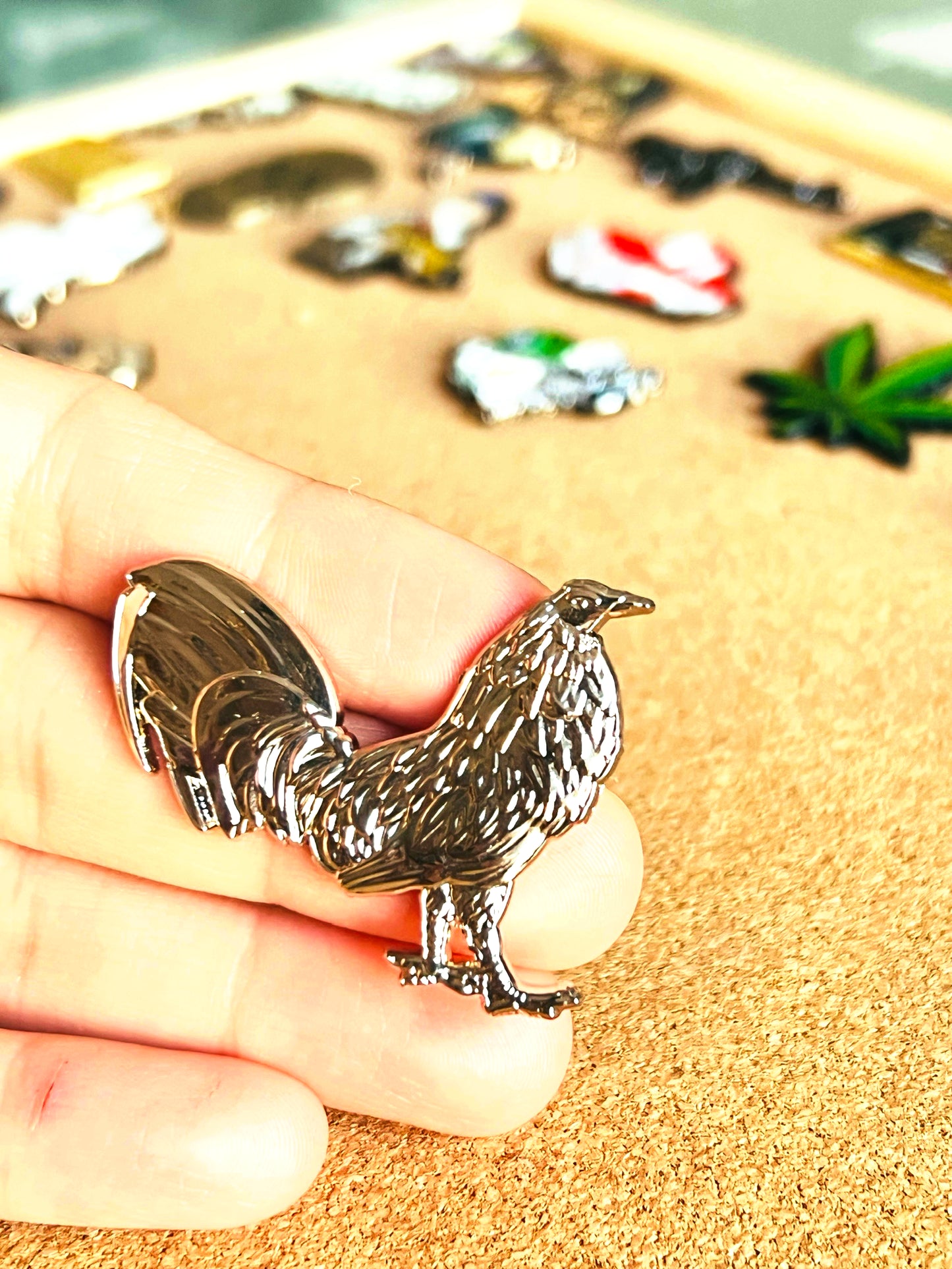 Silver Gallo hat pin